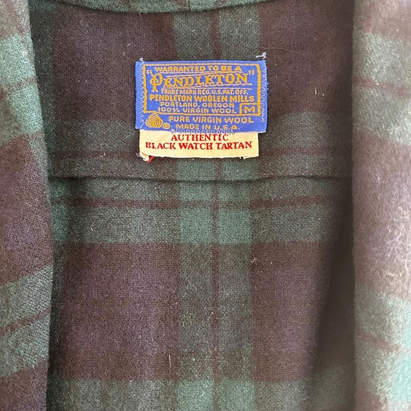 Vintage Pendleton Men's Black Watch Tartan Wool Robe - Navy/Green - Medium - USA - Picture 7 of 8